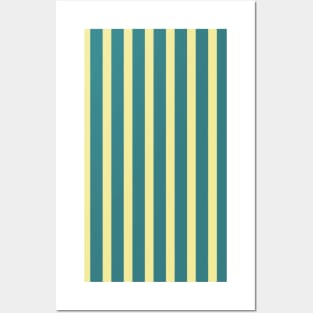 Abie | Yellow and Teal Stripes Pattern Posters and Art